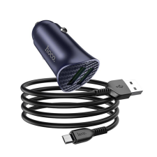 Hoco Z39 autós töltő 2 USB aljzat (18W, QC3.0, gyorstöltés támogatás + microUSB kábel) KÉK (Z39_MICROSUSB_B) (Z39_MICROSUSB_B) mobiltelefon kellék