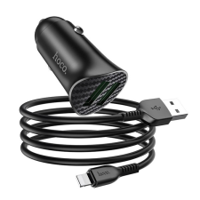 Hoco Z39 autós töltő 2 USB aljzat (18W, QC 3.0, gyorstöltés támogatás + lightning 8pin kábel) FEKETE Apple IPAD, Apple IPAD (3rd Generation), Apple IPAD (4th Generation), Apple iPhone 6 4.7, A tablet kellék