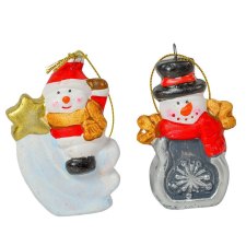  Hóember figura akasztós kerámia 7cm dekorációs kellék