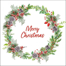 Holiday Wreath White papírszalvéta 33x33cm, 20db-os konyhai eszköz