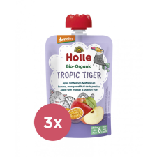 Holle 3x HOLLE Tropic Tiger Bio ovocné pyré jablko, mango a maracuja, 100 g (8 m+) bébiétel