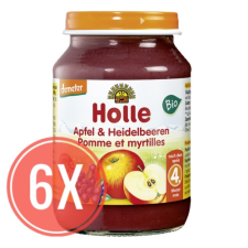 Holle Bio bébiétel, Alma feketeáfonyával MEGA PACK, 6x190g (4 hónapos kortól) bébiétel