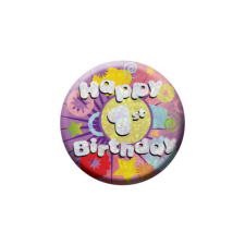  Hologramos Happy Birthday kitűző 1  születésnapra 55mm ajándéktárgy