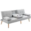 HomCom 833-663, 3 személyes kanapé, 181 x 77 x 72 cm, textil/fém/szivacs, szürke