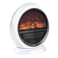 HomCom elektromos kandalló lángeffektussal, 1500W, 30,5x18x35 cm, fehér kályha, kandalló