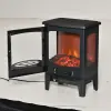 HomCom Elektromos lánghatású kandalló, állítható hőmérséklet 900W-1800W, 39x26x54,8 cm, fehér