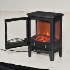 HomCom Elektromos lánghatású kandalló, állítható hőmérséklet 900W-1800W, 39x26x54,8 cm, fehér kályha, kandalló