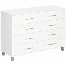HomCom Fehér Komód 112×38,2×81 cm – 4 Fiók Fém Részletekkel bútor