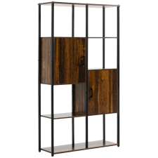 HomCom Ipari stílusú könyvespolc 4 polccal és 2 szekrénnyel 90x30x159,5cm bútor