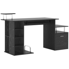 HomCom íróasztal, MDF, nyomtatótartó, 152 x 60 x 88 cm, fekete íróasztal