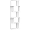HomCom Könyvespolc 5 különálló polccal, S alakú fa könyvespolc, 60x24x184,5 cm, Fehér