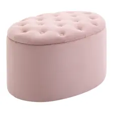 HomCom Ovális, Párnázott és Steppelt Bársony Tároló Puff, 71x52x42cm, Rózsaszín bútor