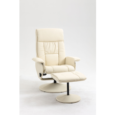HomCom PU bőr relaxfotel tekert talppal és ottomán lábtartóval, krémfehér bútor