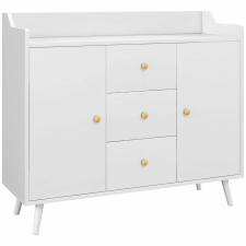 HomCom tálalószekrény 90×80 cm – fehér, forgácslap és fenyőfa, elegáns dizájn bútor