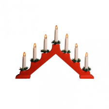 Home KAL 02 gyertyapiramis, 7 db LED, piros műanyag, kapcsolható, 3 funkció karácsonyi dekoráció