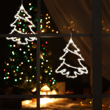 Home karácsonyi LED-es ablakdísz, fenyőfa, elemes, kid502b/ww melegfehér karácsonyi dekoráció