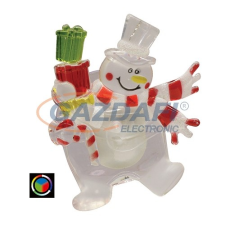 Home KID 324 LED-es ablakdísz, hóember ajándékkal, színváltó fényű, 9.5x8 cm világítás