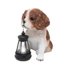 Home napelemes kerti lámpa, kutya lámpással (MX672-barna) kültéri világítás