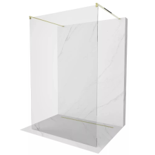 homedepo Arlo Light Gold Szabadonálló Walk-In zuhanyfal 8 mm vastag vízlepergető biztonsági üveggel, 200 cm magas, két távtartóval kád, zuhanykabin