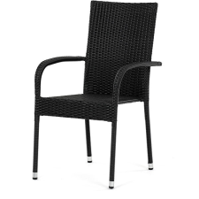 HOMEPRO Autronic kerti szék Sano, fekete műrattan, fém, egymásba rakható kerti bútor