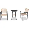 HOMEPRO Autronic Kerti szett 1+2 Caffo, asztal 60 × 60, székek rattan, natúr szín, antracit színű fém