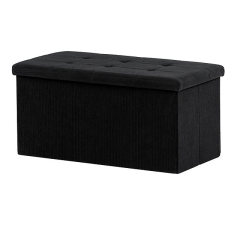 HOMEPRO AUTRONIC Tárolós puff, fekete kordbársony, 37×77×38 cm bútor