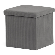 HOMEPRO AUTRONIC Tárolós puff, szürke kordbársony, 38×38×38 cm bútor