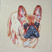HomeTextiles BRUTUS, francia bulldog mintás jacquard párna panel méteráru