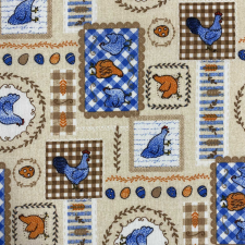 HomeTextiles HÚSVÉTI PIPI és tojás mintás lakástextil dekorvászon - kék, narancssárga méteráru
