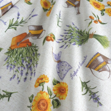 HomeTextiles PROVANCE, levendulás, napraforgó mintás lakástextil, dekorvászon méteráru