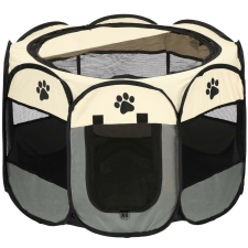  Hordozható kisállat kennel, 90 x 90 x 60 cm, barna-szürke szállítóbox, fekhely kutyáknak