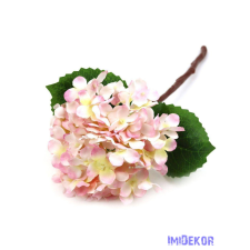  Hortenzia ág levéllel 36cm - Cirmos Rózsaszín dekorációs kellék