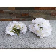  Hortenzia fej selyemvirág fej 15 cm krém dekorációs kellék