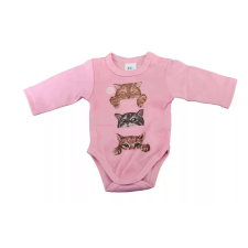 Hosszú ujjú baba body cicás mintával (56) - pink kombidressz, body