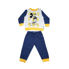  Hosszú vékony pamut baba pizsama - Mickey egér - One fly guy felirattal - Jersey - sötétkék-sárga - 86