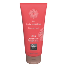 Hot Shiatsu 2in1 Strawberry scent - masszázs síkosító - eper (200ml) síkosító