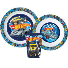 Hot Wheels Blue Fire étkészlet, micro műanyag szett pohárral 260 ml babaétkészlet