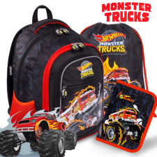 Hot Wheels iskolatáska, hátizsák SZETT - Monster Trucks iskolatáska