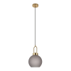 House Nordic Luton függőlámpa, matt füstös üveg, rézszínű foglalat, gömb alakú, 20 cm, 150 cm-es szövetkábel