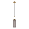 House Nordic Luton függőlámpa, matt füstös üveg, rézszínű foglalat, henger alakú, 13 cm, 150 cm-es szövetkábel