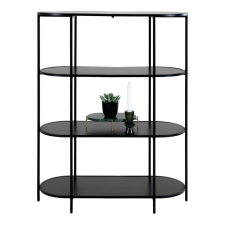 House Nordic Vita Ovális polc, 4 polcos, fekete, fekete keret 85x36x111 cm bútor