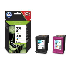 HP N9J72AE 2 darabos tintapatron fekete/háromszínű (301) (N9J72AE) nyomtatópatron & toner
