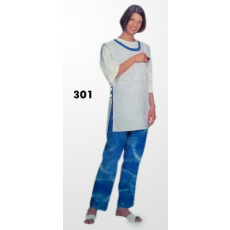 HT Női köpeny HT301 fehér színű, oldalt gombos, gallér nélküli bebújós modell.