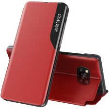  Huawei Honor X8a, Oldalra nyíló tok, stand, hívás mutatóval, Wooze FashionBook, piros tok és táska
