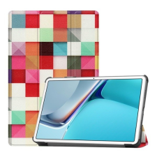  Huawei MatePad 11 (10.95) (2021), mappa tok, négyzet minta, Trifold, színes tablet tok
