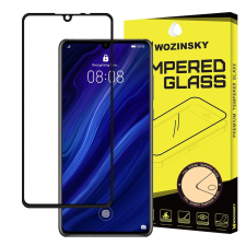 Huawei P30 edzett üveg FEKETE TELJES KÉPERNYŐS FULL SCREEN HAJLÍTOTT tempered glass kijelzőfólia kijelzővédő védőfólia karcálló kijelzős mobiltelefon kellék