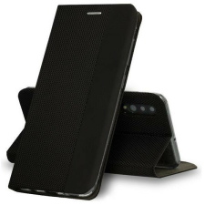 Huawei P40, Oldalra nyíló tok, stand, textil minta, BookCover, fekete tok és táska