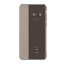 Huawei P40 tok álló (aktív Flip, oldalra nyíló, Smart View Cover) barna tok és táska