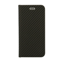 Huawei P Smart 2020, Oldalra nyíló flip tok, Carbon, fekete tok és táska