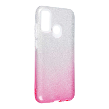 Huawei P Smart 2020 szilikon tok, csillámos, hátlap tok, pink-ezüst tok és táska